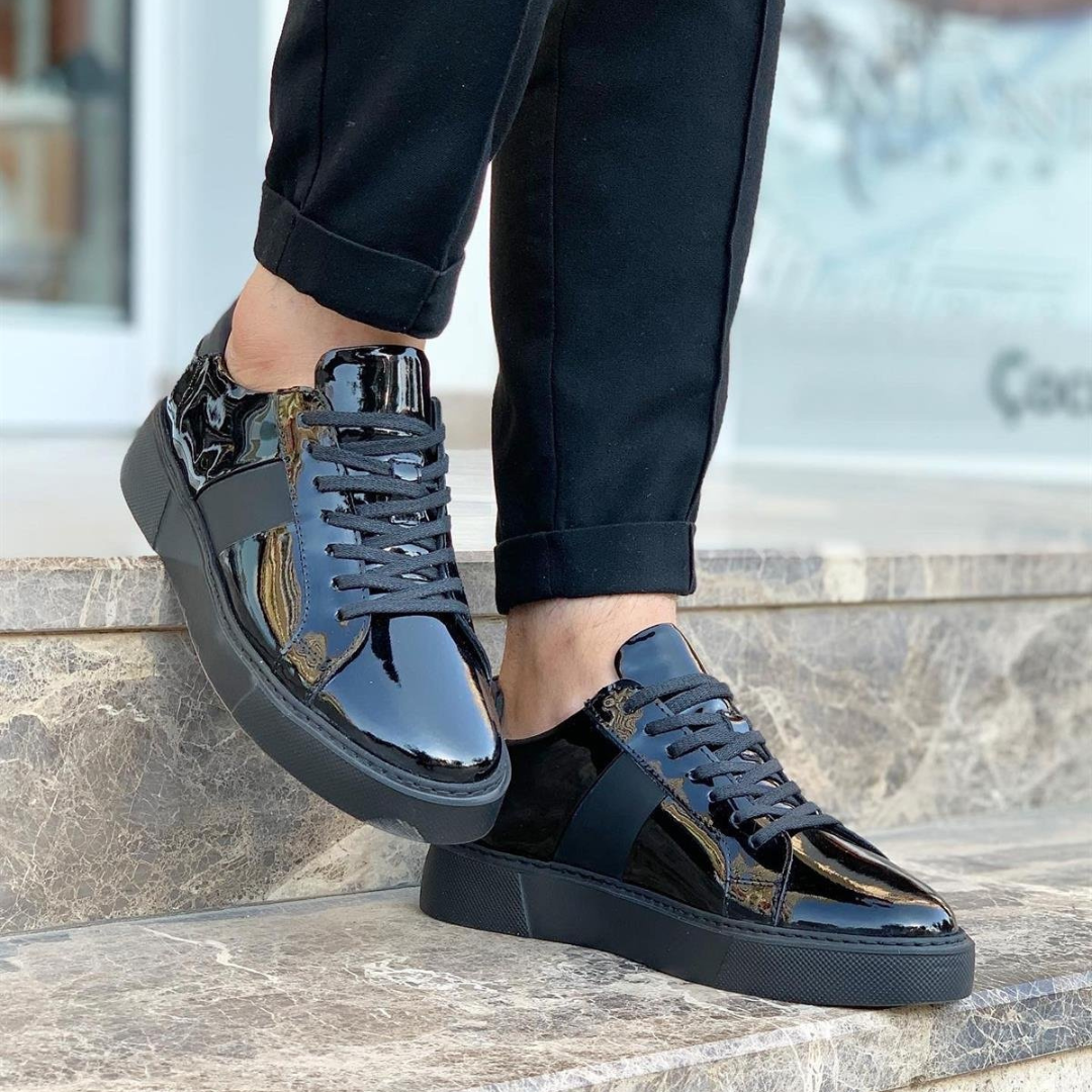 Adidași din piele pentru bărbați, cu talpă groasă și design urban elegant