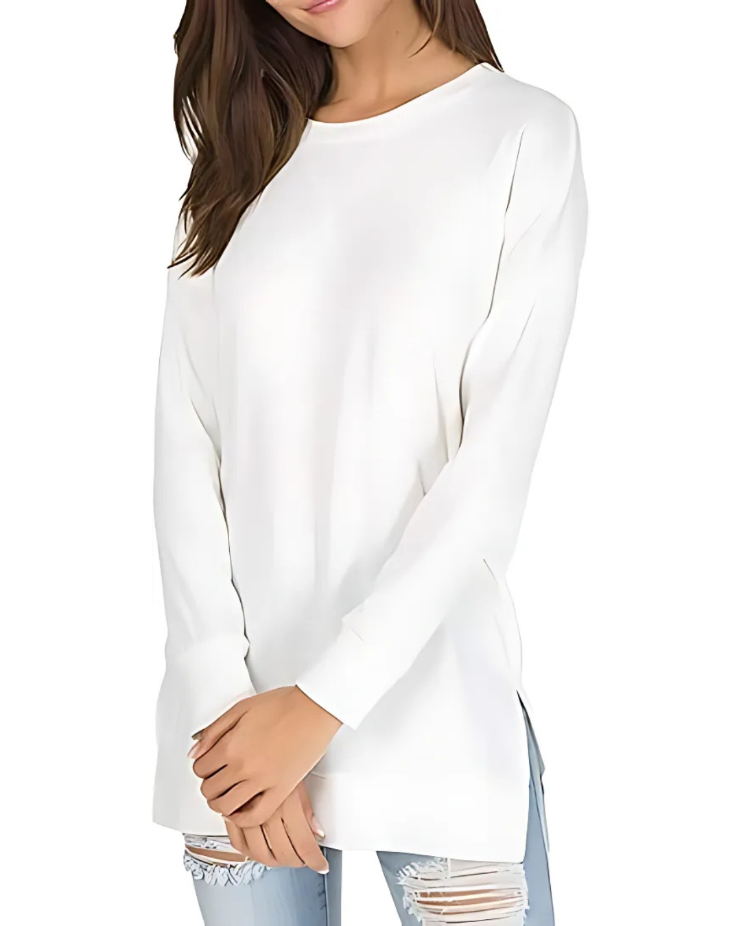 Pulover cu mânecă lungă, cu croială largă, pentru un stil casual și confortabil