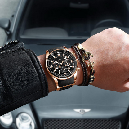 Ceas multifuncțional din cuarț rezistent la apă pentru bărbați