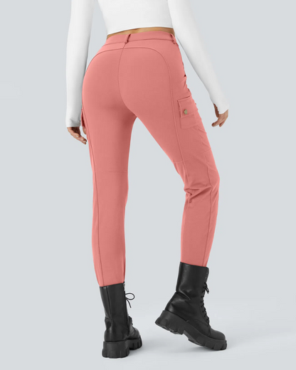 Casual Pants Simpli și Conici cu Talie Înaltă și Mai Multe Buzunare pentru Femei