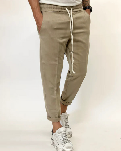 Pantaloni Jogger Pentru Bărbați cu Croială Relaxată și Talie Elastică cu Cordon 