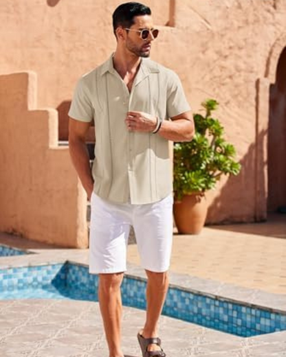 Cămașă Guayabera Cuban Linen Pentru Bărbați Prospețime și Stil Atemporal