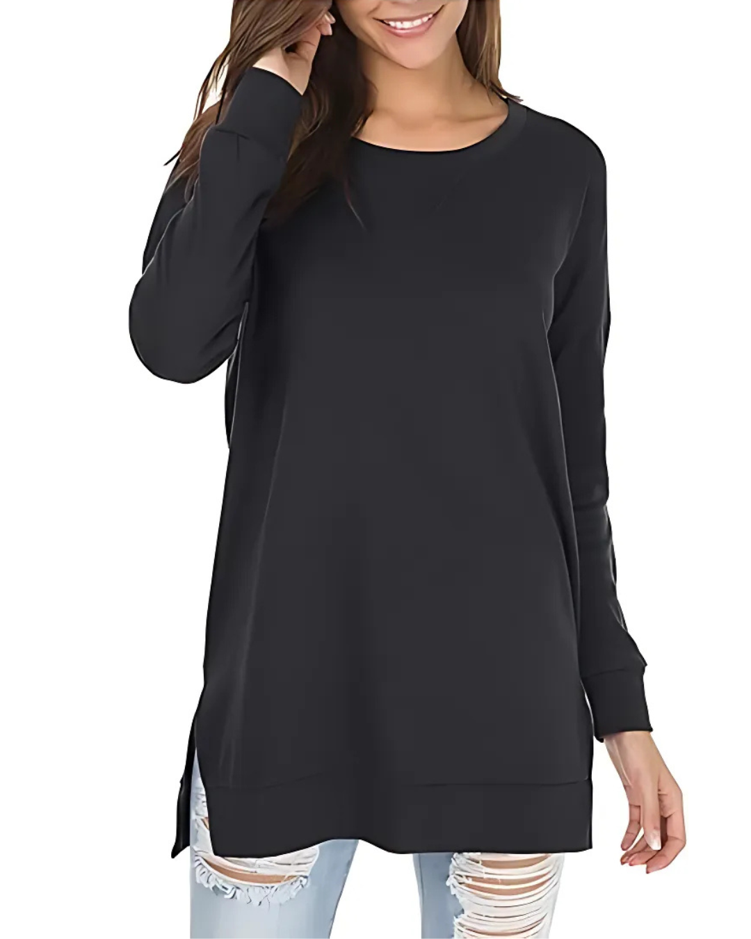 Pulover cu mânecă lungă, cu croială largă, pentru un stil casual și confortabil