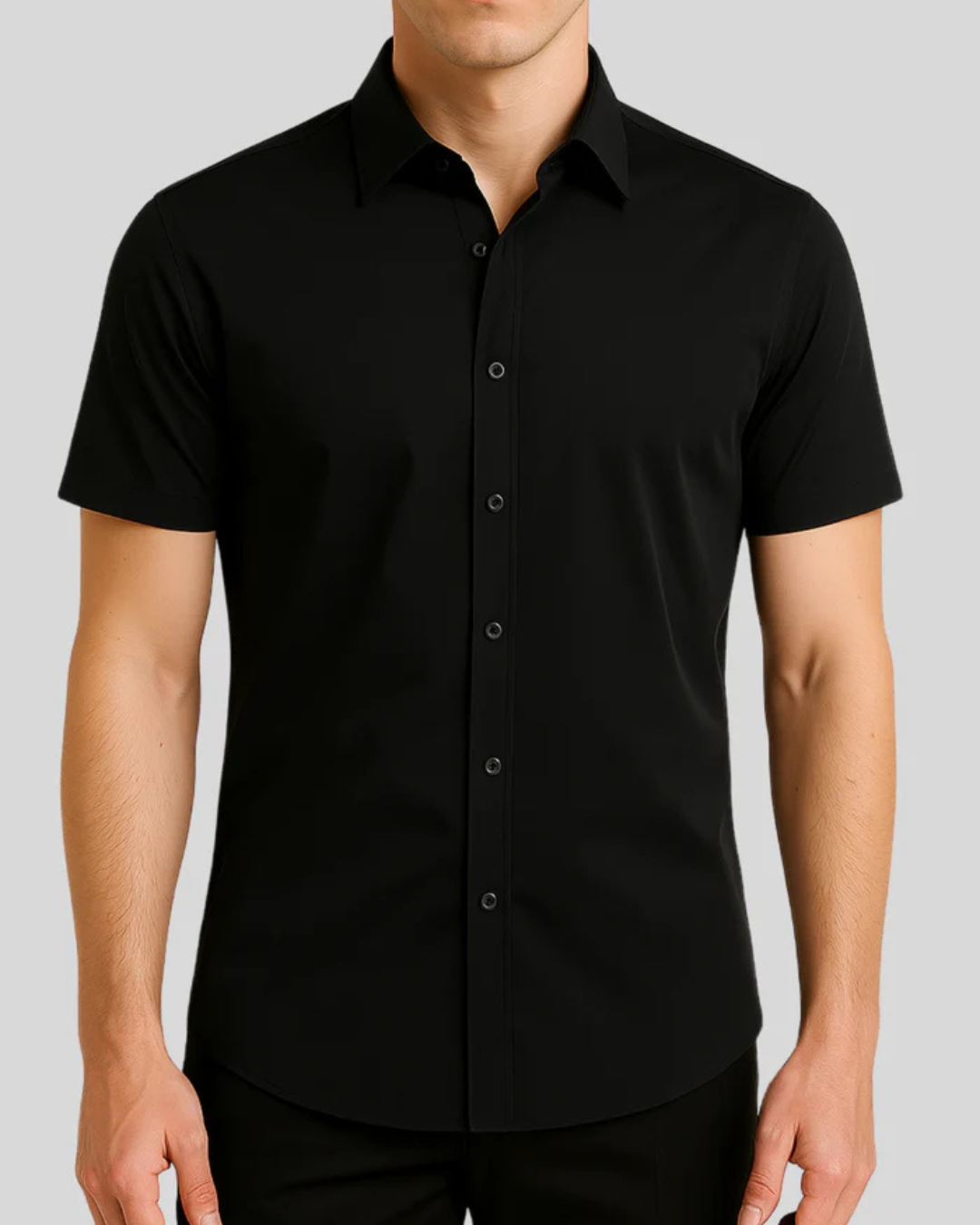 Tricou elastic cu nasturi și mâneci scurte®