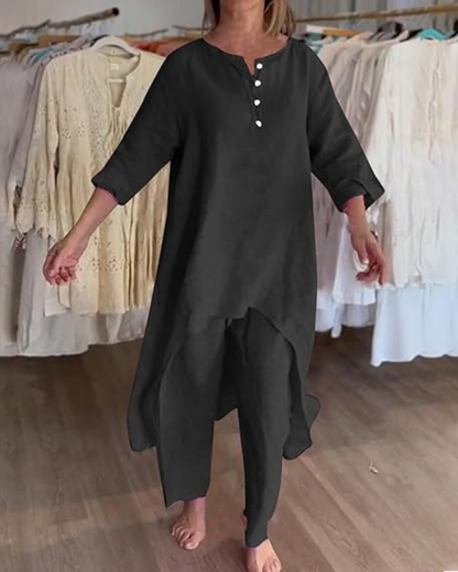 Set Casual din In pentru Femei Stil Natural