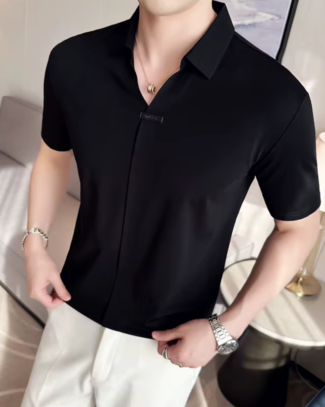 -Elasticitate Ridicată, Ușoară, Moale și Rezistentă la încrețire Cămașă Polo Pentru Bărbați în Culoare Solidă