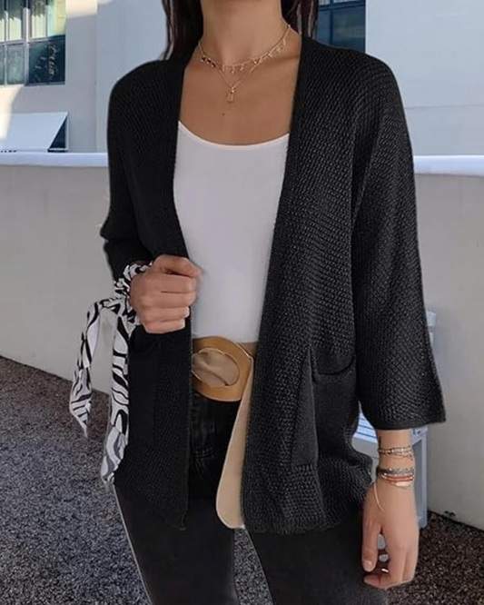 Jachetă casual din tricot cu design deosebit