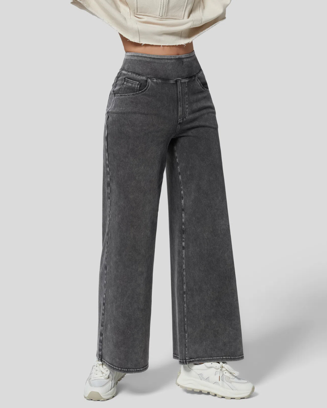 Long Pants with Talia Înaltă și Mai Multe Buzunare pentru Femei