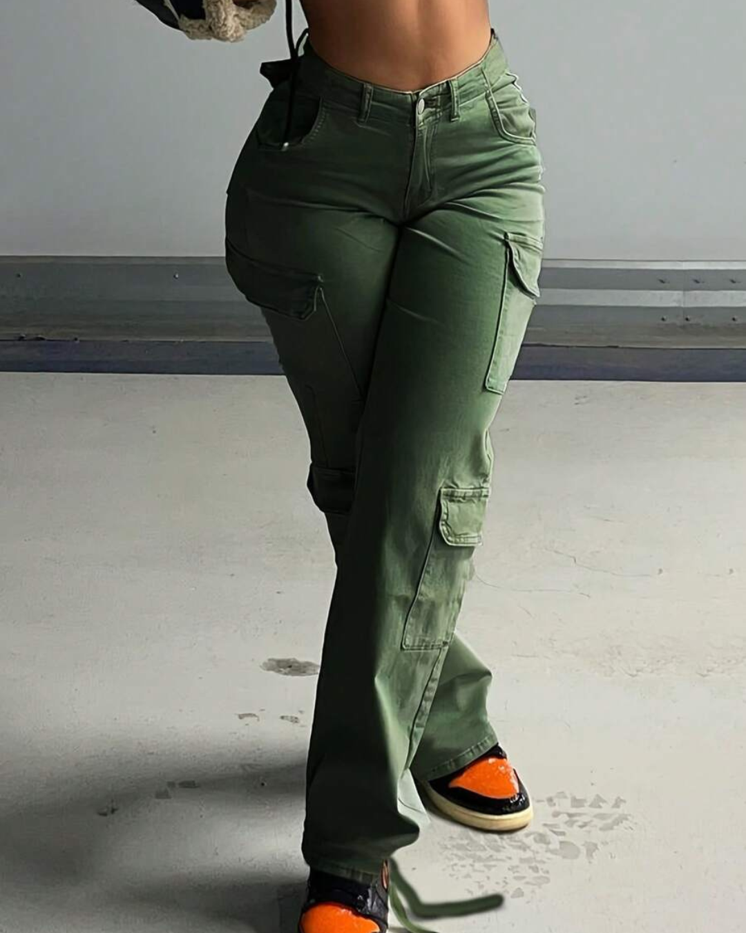 Cargo Pants with Talie Înaltă pentru Femei with Multiple Buzunare 