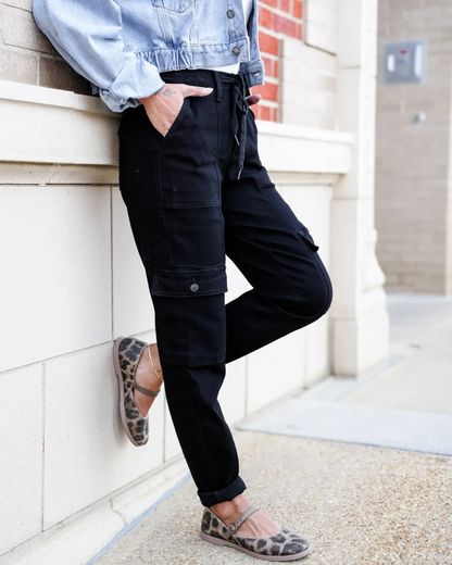 Pantaloni Sport cu Talie Înaltă și Manșete Cargo pentru Femei