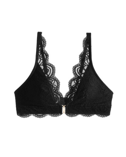 Sutien din Dantelă cu Cupe Triunghiulare și Fermoar Spate (OFERTĂ 2X1)