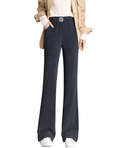 Pantaloni în angajat cu picior lat și captușeală din fleece 