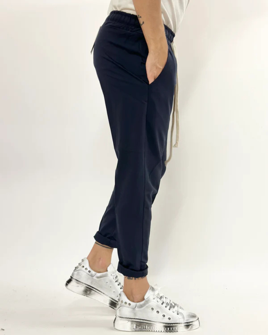 Pantaloni Jogger Pentru Bărbați cu Croială Relaxată și Talie Elastică cu Cordon 