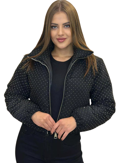 Palton de iarnă pentru femei cu pietre decorative și fermoar®