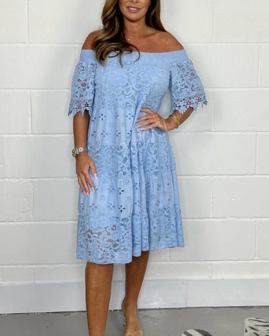 Rochie Elegantă de Dantelă Fără Bretele Openwork Pentru Femei