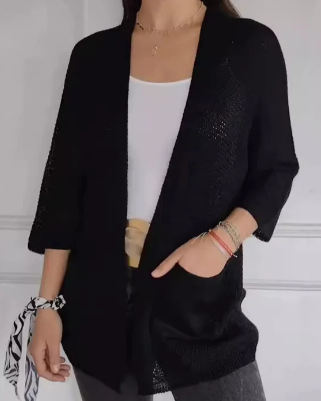 Jachetă casual din tricot cu design deosebit