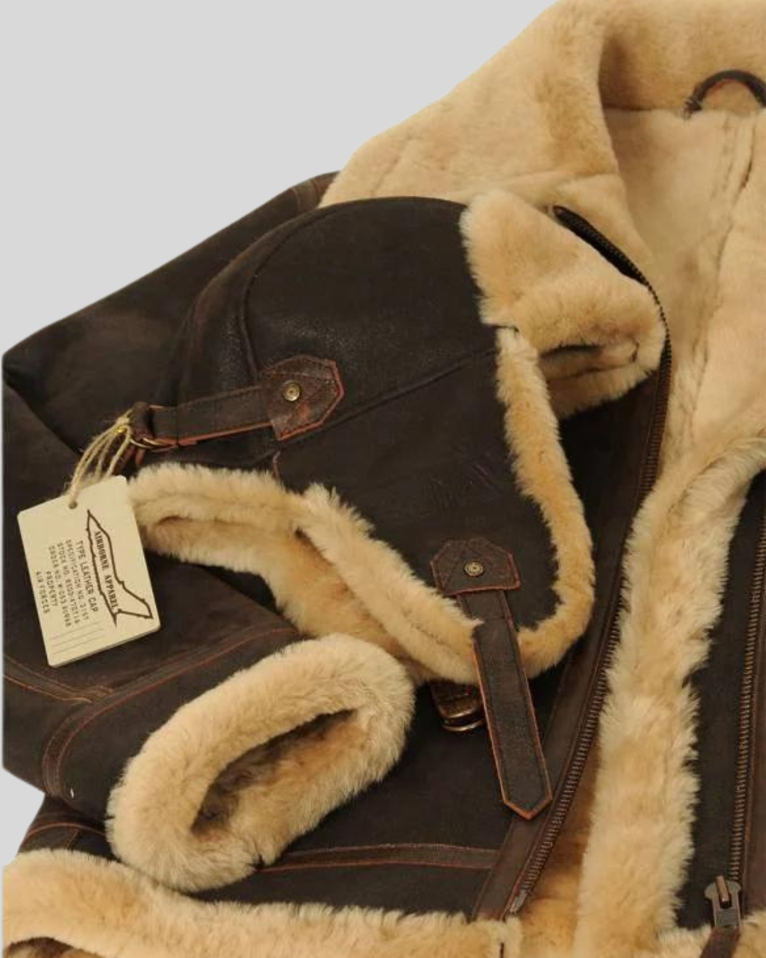 Jachetă Aviator Pentru Bărbați din Leather și Fleece 