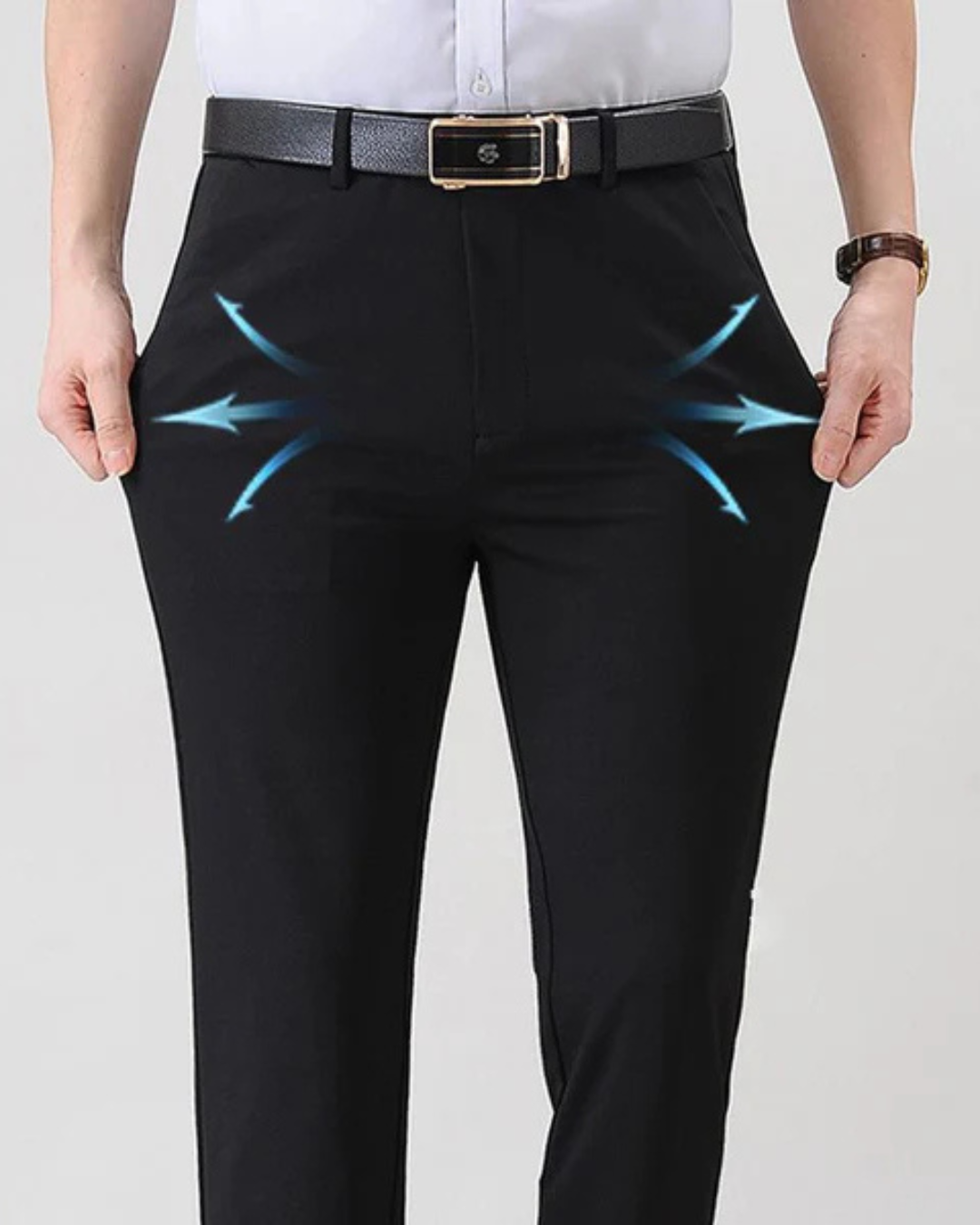 Pantaloni de costum la modă cu căptușeală elastică de pâslă pentru bărbați 