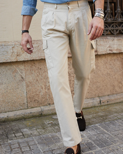 Pantaloni Cargo Din in și Bumbac Pentru Bărbați