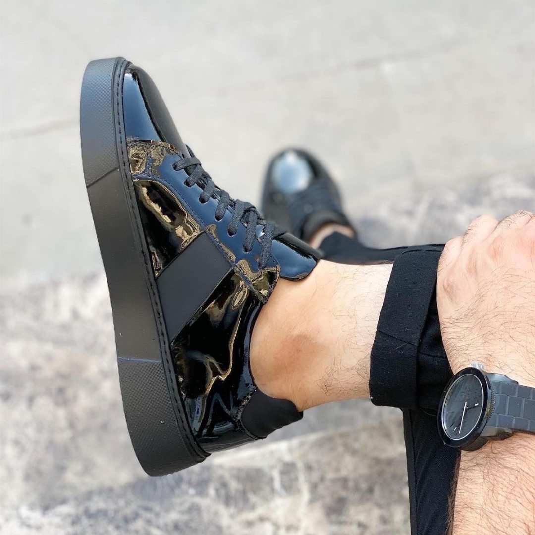 Adidași din piele pentru bărbați, cu talpă groasă și design urban elegant