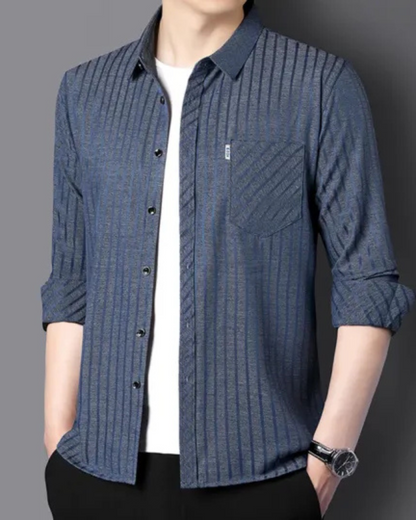 Cămăși cu Guler cu Rever în Dungi Pentru Bărbați