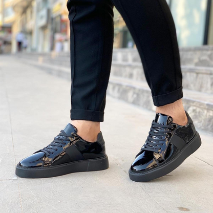 Adidași din piele pentru bărbați, cu talpă groasă și design urban elegant