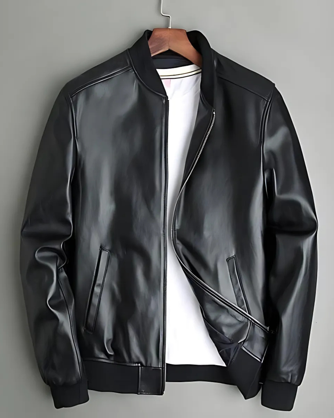 Jachetă bomber din piele pentru bărbați