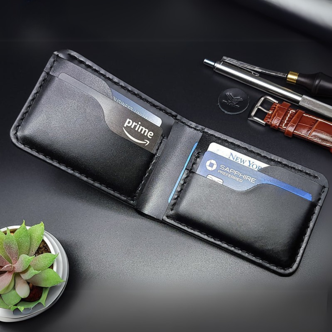 Portofel din piele cu design elegant și cusături întărite®