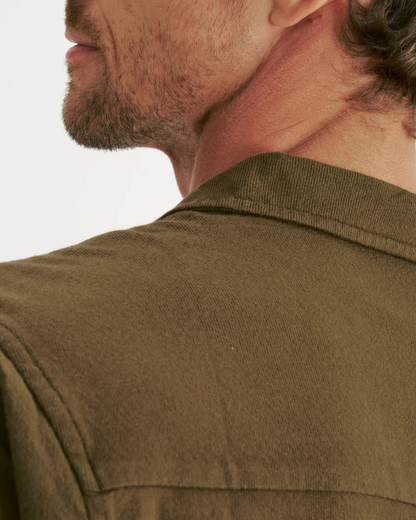 Cămașă din in cu mâneci scurte și nasturi pentru bărbați