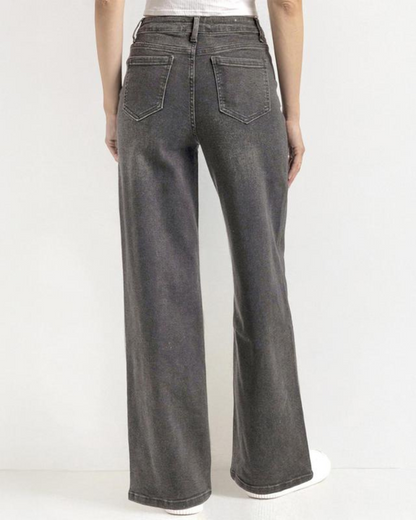 Blugi Pentru Femei cu Talie înaltă, Picioare Largi și Buzunare Multiple