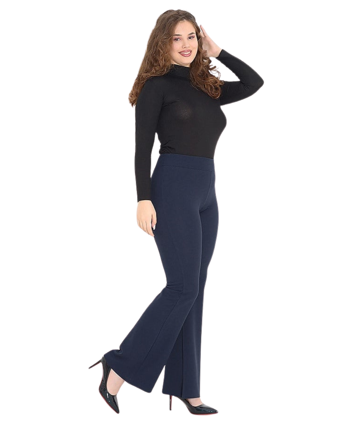 Pantaloni Moderni cu Croială Largă și Țesătură Elastică