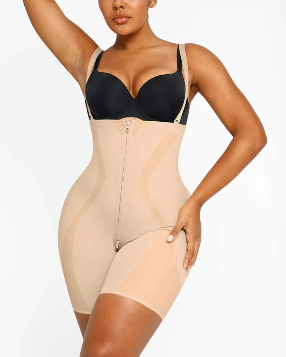 Body Shaper cu Fermoar Frontal și Ranforsare a Feselor