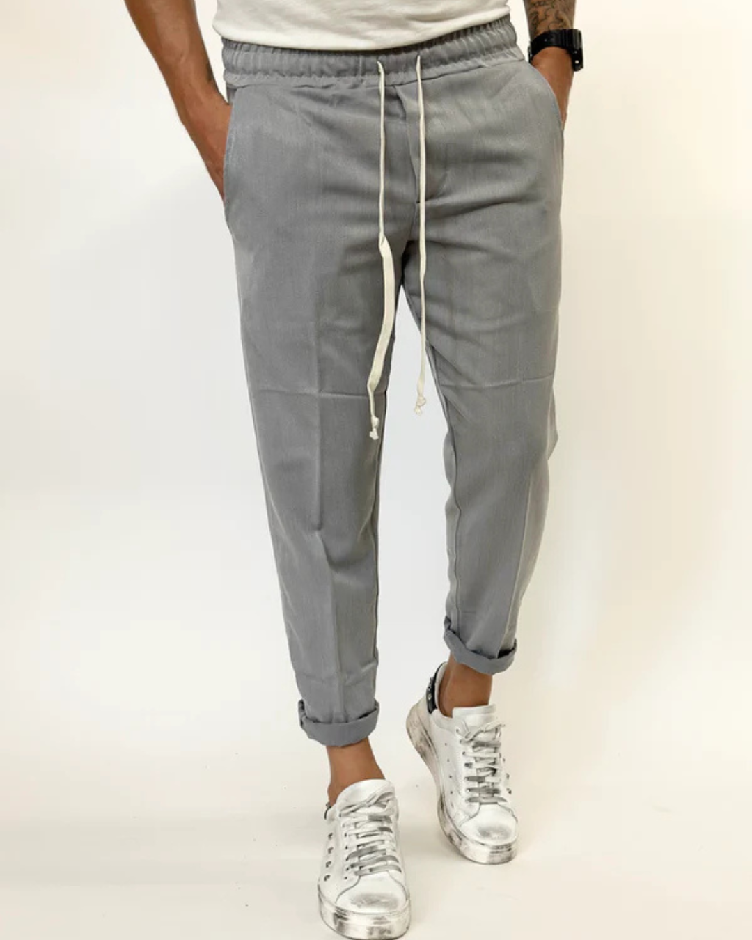 Pantaloni Jogger Pentru Bărbați cu Croială Relaxată și Talie Elastică cu Cordon 