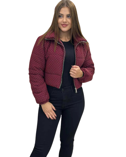 Palton de iarnă pentru femei cu pietre decorative și fermoar®