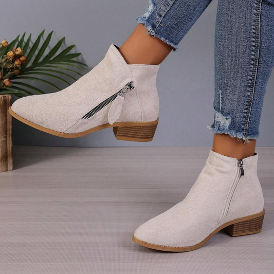 Ghete cu talpă medie pentru femei, cu fermoar lateral