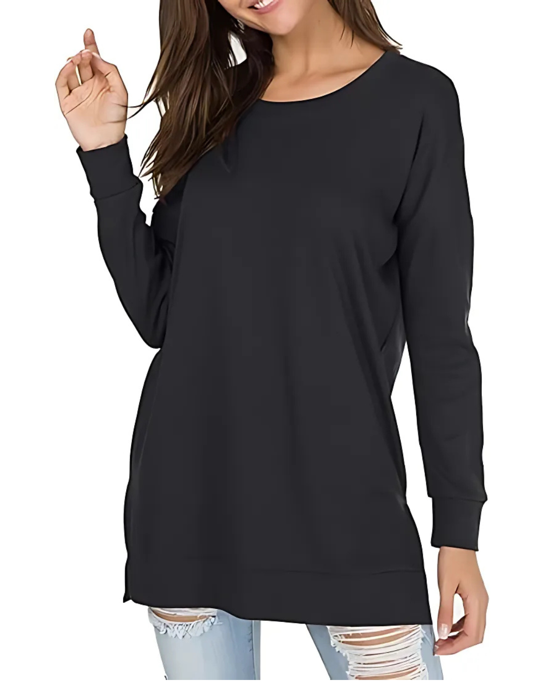 Pulover cu mânecă lungă, cu croială largă, pentru un stil casual și confortabil