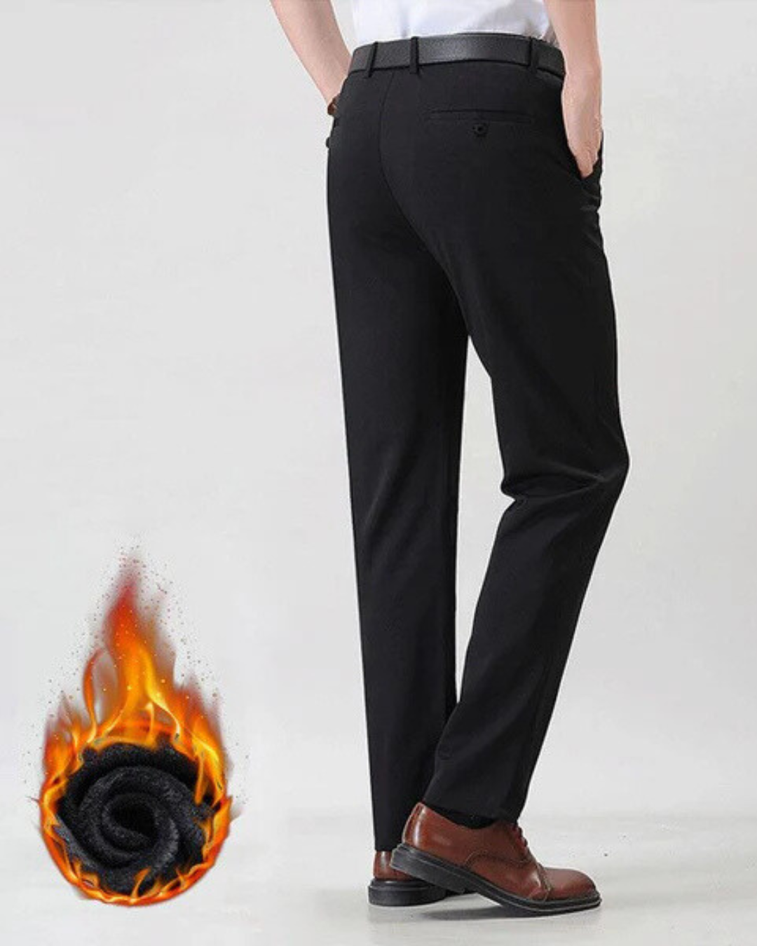 Pantaloni de costum la modă cu căptușeală elastică de pâslă pentru bărbați 