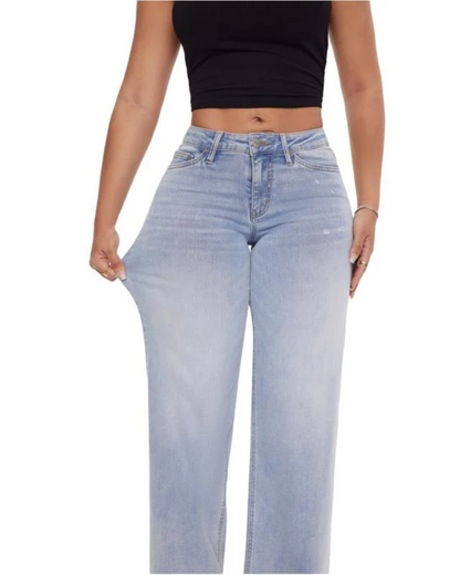 Blugi Largi cu Talie Medie-Joasă pentru Femei