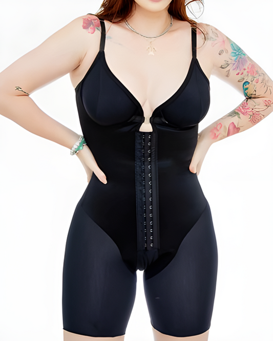 Bodysuit Modelator cu Decolteu Adânc în V și închidere cu Cârlig și Ochi