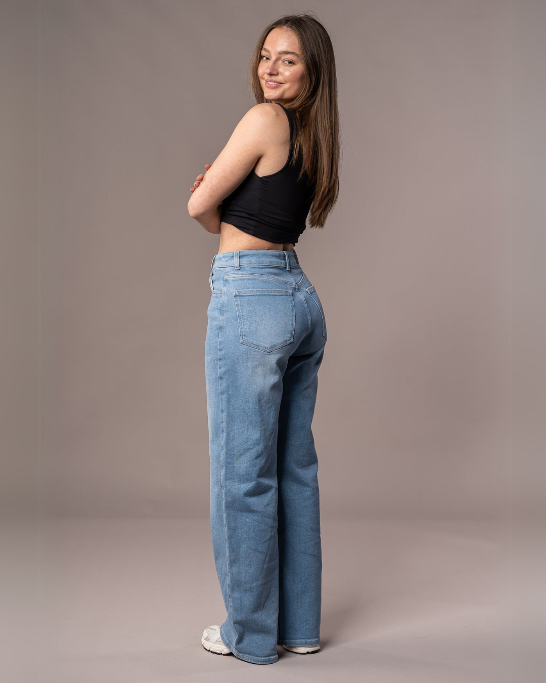 Pantaloni cu Talie Înaltă și Croială Alungită pentru Femei