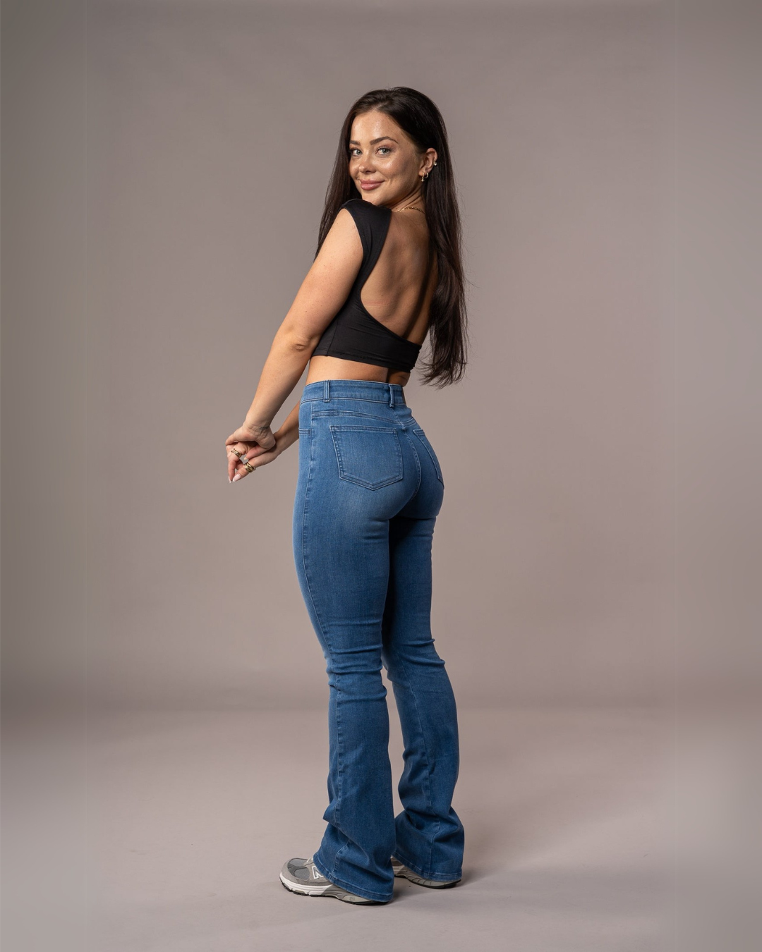 Pantaloni cu Talie Înaltă cu Croială Alungită și Efect Modelator