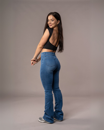Pantaloni cu Talie Înaltă cu Croială Alungită și Efect Modelator