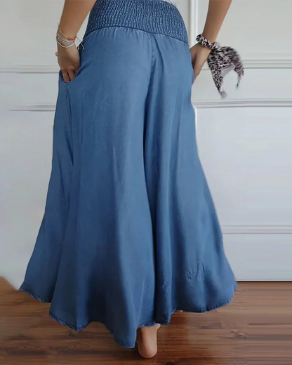 Fustă Lungă cu Buzunare Stil Proaspăt și Natural