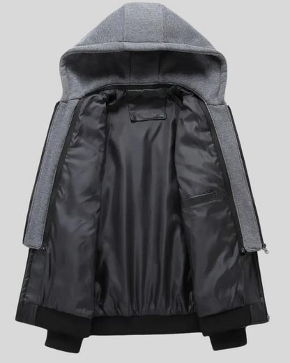 Jacheta din piele pentru bărbați cu glugă®