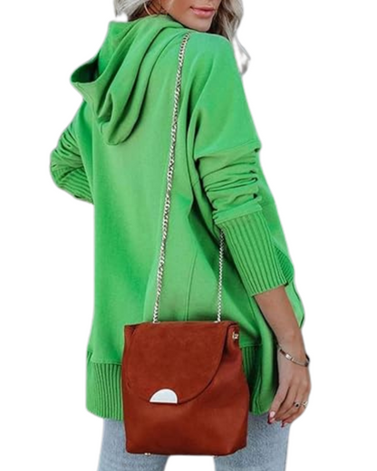 Pulover cu mâneci lungi, croi larg, decolteu în V și nasturi