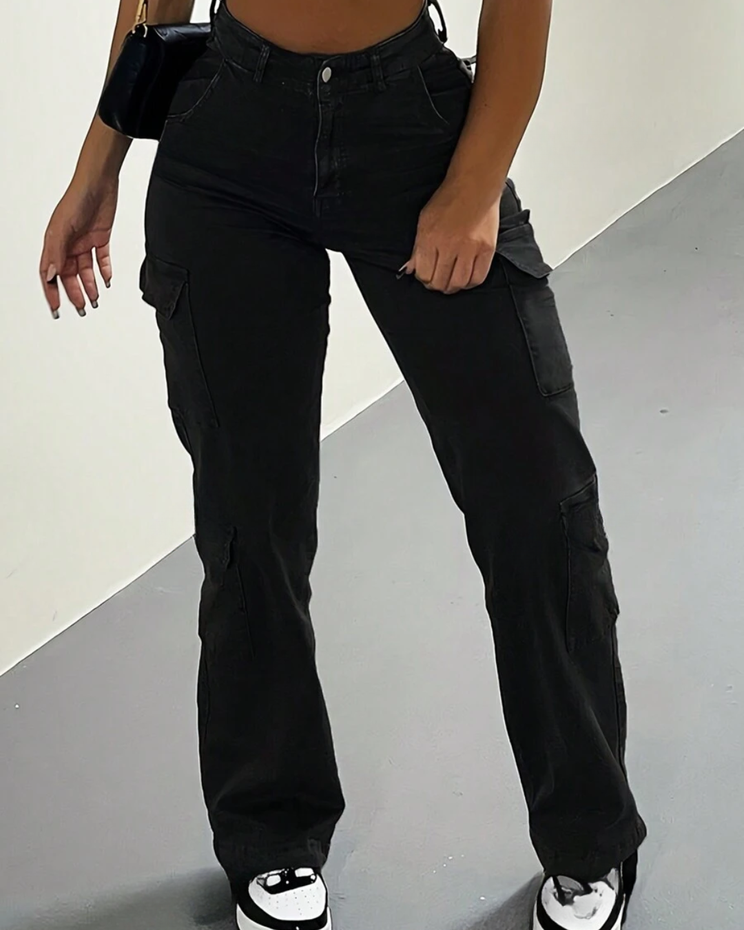 Cargo Pants with Talie Înaltă pentru Femei with Multiple Buzunare 