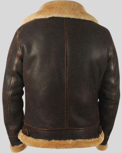 Jachetă Aviator Pentru Bărbați din Leather și Fleece 