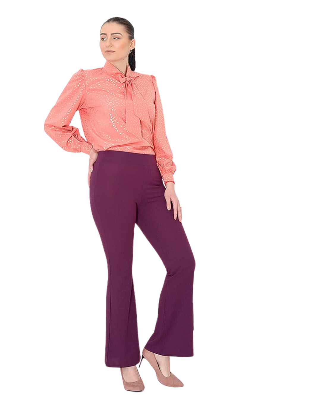 Pantaloni Moderni cu Croială Largă și Țesătură Elastică