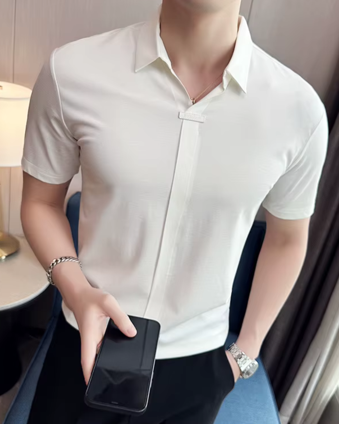 -Elasticitate Ridicată, Ușoară, Moale și Rezistentă la încrețire Cămașă Polo Pentru Bărbați în Culoare Solidă