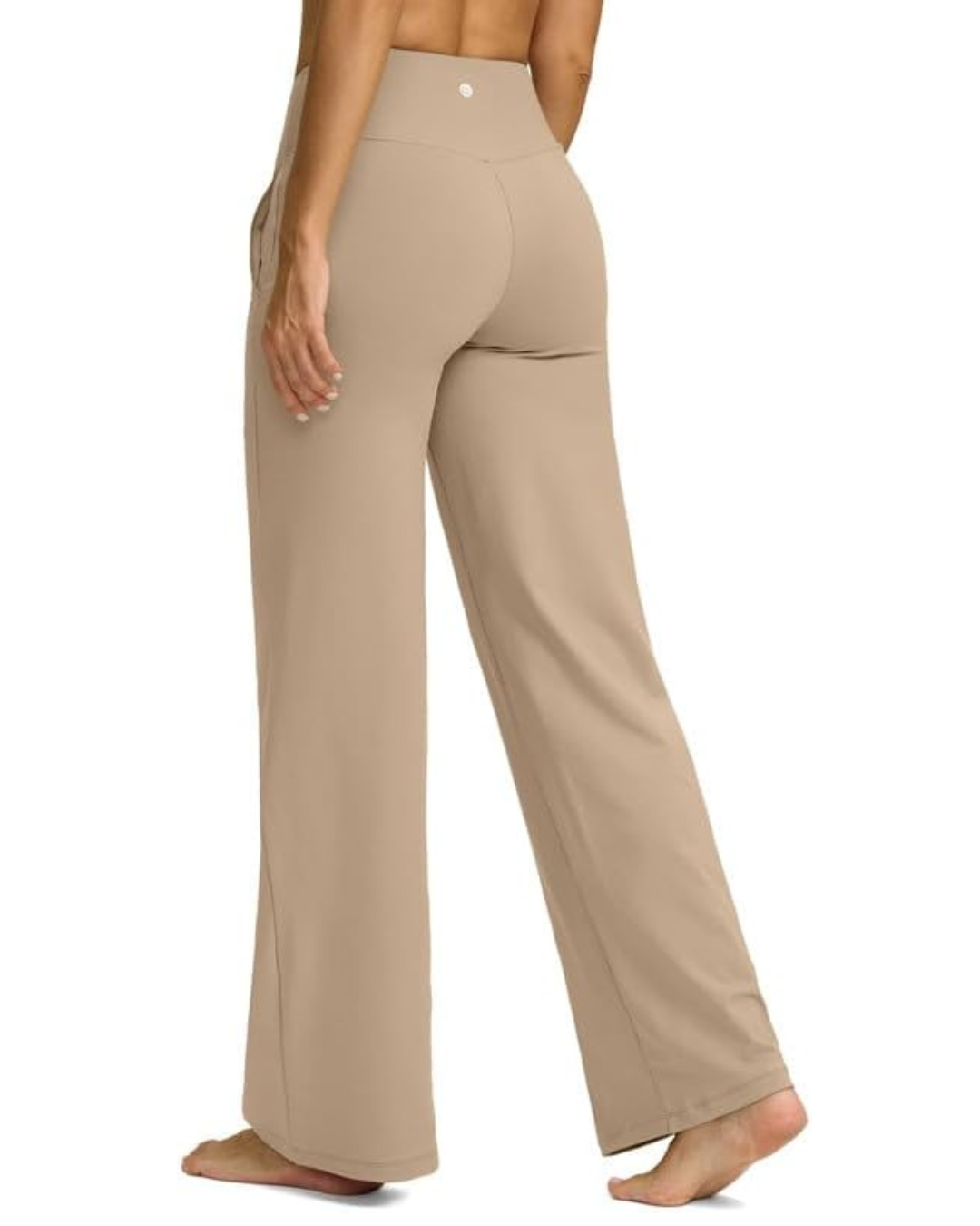 Eleganți pants with croi drept talie înaltă și țesătură elastică 